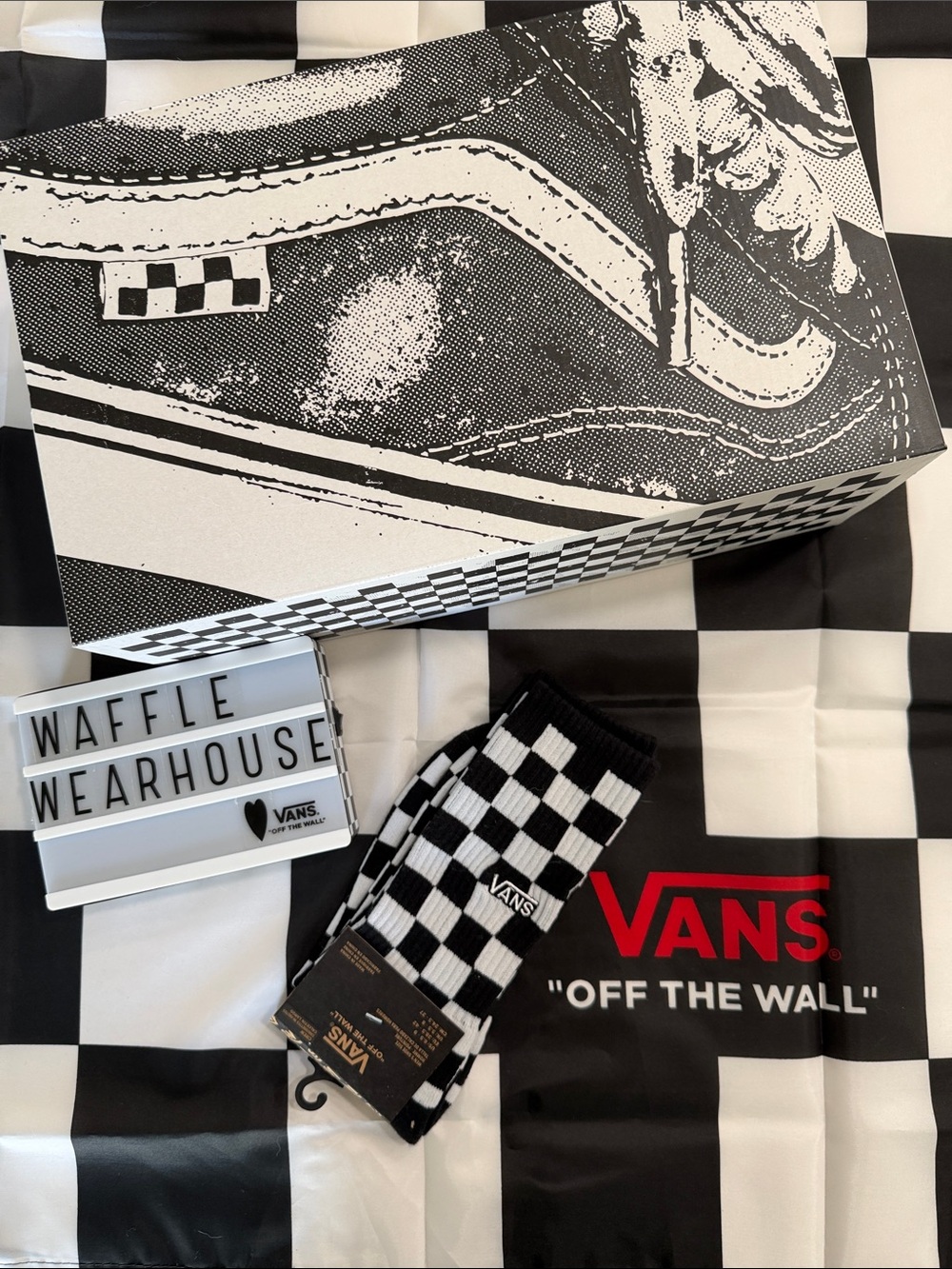 Vans Black & White Checkerboard Crew Socks
